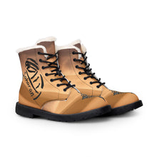 Load image into Gallery viewer, 'Saharan' Men's Fur-Lined Leather Boots — Sahara Desert Graphic Winter Boots
