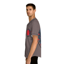 Load image into Gallery viewer, Baseball Jersey "Infinity Cherry Blossoms" — Men’s Grey Button-Up