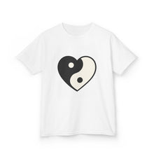 Load image into Gallery viewer, Kids Yin Yang Heart T‑Shirt — Cute Balance Graphic Tee for Children