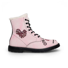 Load image into Gallery viewer, Pink Fur-Lined Boots 'Cor Lapidis' Pink by Nomad X Fashion. Women's Cozy Winter Lace-Up Boots