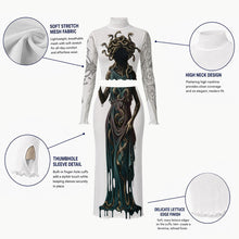 Load image into Gallery viewer, Medusa High Neck Skirt Set with Thumb Hole
