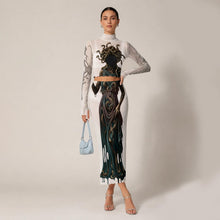 Load image into Gallery viewer, Medusa High Neck Skirt Set with Thumb Hole