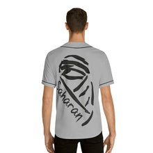 Load image into Gallery viewer, Baseball Jersey with Saharan Desert Nomad Graphic — Men’s Grey Button-Up