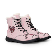 Load image into Gallery viewer, Pink Fur-Lined Boots 'Cor Lapidis' Pink by Nomad X Fashion. Women's Cozy Winter Lace-Up Boots