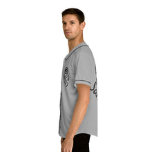 Load image into Gallery viewer, Baseball Jersey with Saharan Desert Nomad Graphic — Men’s Grey Button-Up