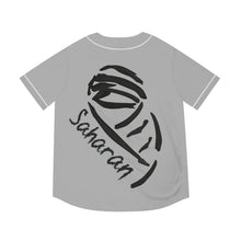 Load image into Gallery viewer, Baseball Jersey with Saharan Desert Nomad Graphic — Men’s Grey Button-Up