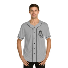 Load image into Gallery viewer, Baseball Jersey with Saharan Desert Nomad Graphic — Men’s Grey Button-Up